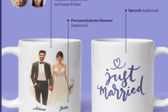 Hochzeitsgeschenk - Personalisierte Tassen für das Brautpaar